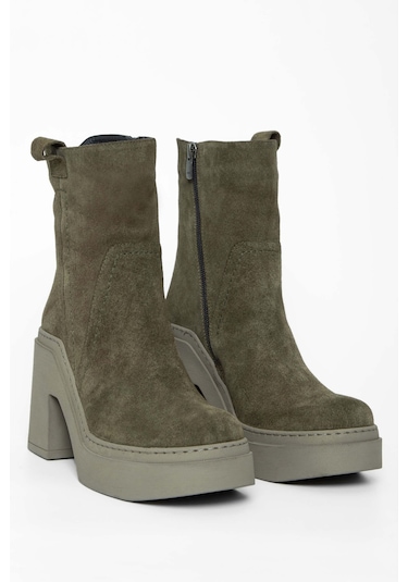 Tamer Tanca Kadın Hakiki Deri Haki Süet Casual Bot 33 17800 Bn Bot Sk23/24 Hakı Suet Haki
