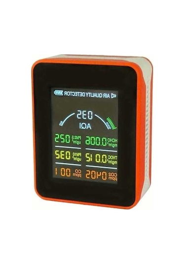 Sandwich 7'li Hava Kalitesi Ölçer Motion003 Orange Anlık Aqı Co2 Hcho Tvoc Co Pm2.5 Pm10 Şarj Edilebilir