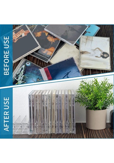Reedark 4 Parça Şeffaf Akrilik Cd Organizatörü - 14 Cd Kapasiteli, Kompakt Ve Dayanıklı Şeffaf