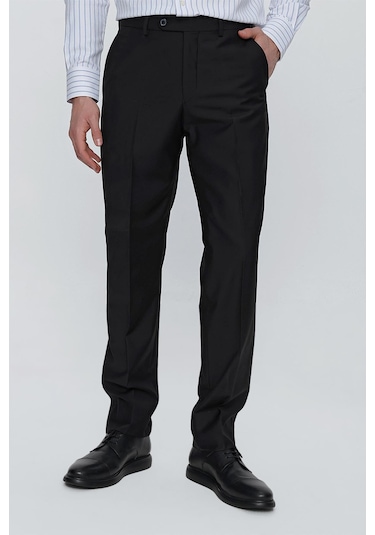 İmza Siyah Gabardin Yan Cep Açık Paça Basic Comfort Fit Esnek Pantolon 1003255005 Siyah