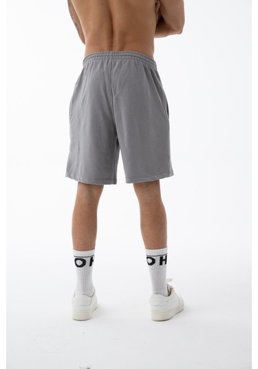 Erkek Füme Yüksek Kalite Relax-fit Rahat Kesim %100 Pamuk Bağcıklı Siyah Düz Basic Şort Füme