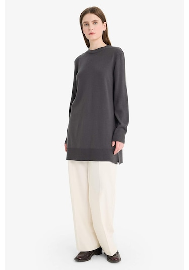 Defacto Regular Fit Bisiklet Yaka Tunik H3431az25wnar161 Antrasit