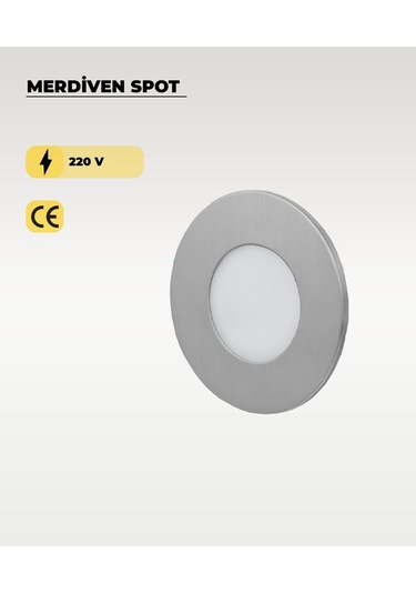 3w Krom Yuvarlak Sıva Altı Merdiven Spot 6500k Beyaz Işık Krom