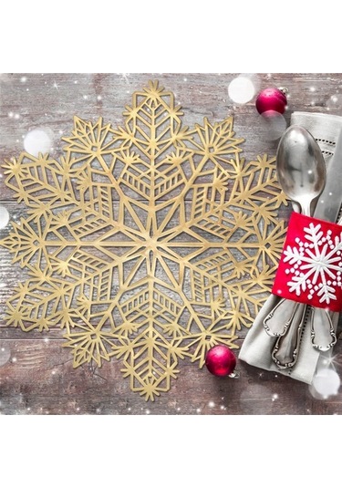 Kırmızı Masa Örtüsü & Süslemeler - Amerikan Altın Desenli Altın