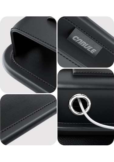 Tenfowee Araç İçi Deri Çok Bölmeli Depolama Çantası Şarj Delikli, Kolay Montaj, Siyah