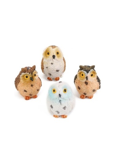 Lijinxu Minyatür Reçine Dollhouse Bonsai Bahçe Baykuşlar-4pcs