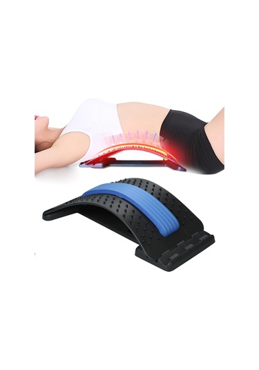 Gajeena Bel Ağrısı İçin Manyetik Masaj Ve Germe Cihazı, Mavi-siyah Renk, Lumbar Düzeltme Aparatı Siyah - Mavi