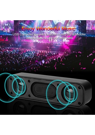 Leezsing Hk-5008 Mini Usb Hoparlör - Bilgisayar/dizüstü Uyumlu, Usb Beslemeli, 2x3w Subwoofer, Siyah, Plug & Play Ses Sistemi