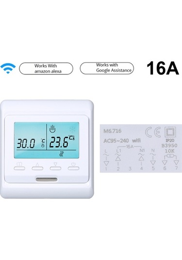 Novahub Wi-fi Programlanabilir Akıllı Termostat Dahili Sensör Lcd Ekranlı Dijital Sıcaklık Kontrol Cihazı App Uzaktan Kumanda