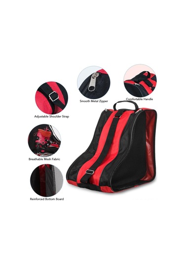 Moveevo Çocuklar İçin Paten Çantası - Pembe, 3 Bölmeli, Geniş Kapasiteli, Aksesuar Saklama Pembe