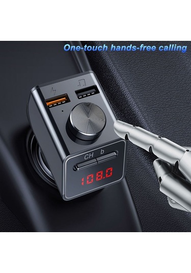 Q18s Çok Fonksiyonlu Araba Çift Usb Şarj Cihazı Mp3 Müzik Çalar Bluetooth Fm Verici İle 3'ü 1 Arada Kablo Siyah