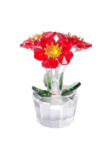 Şeffaf Taban Mini Cam Çiçek Heykeli Süsü Yapay Çiçek Figürin Yıl Dönümü Style 23