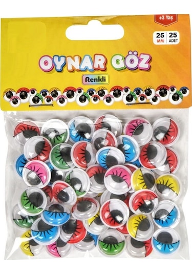 Hayal Sepeti Renkli Oynar Göz 25mm - 25 Adetli Paket
