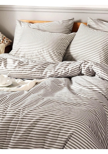 Caqqa Çizgili Pamuk 2 Adet 50x70 Cm Yastık Kılıfı