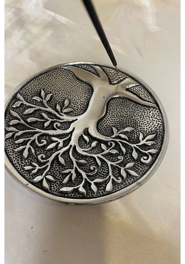 Çubuk Tütsülük İşlemeli Çelik Gümüş Hayat Ağacı Yaşam Ağacı