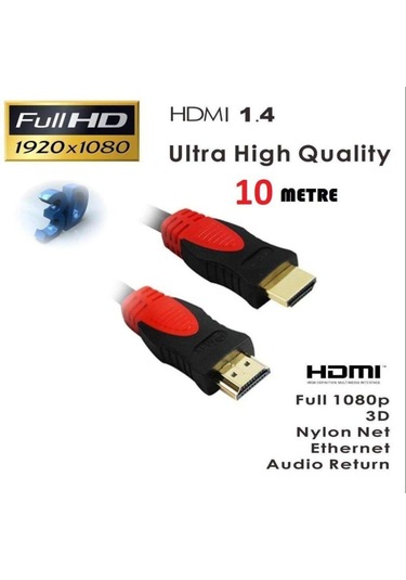 Hdmi Kablosu 10 Metre Lcd Laptop Fullhd Ara Bağlantı Erkek-erkek