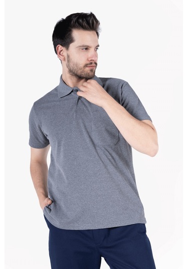 Polo Yaka T-shirt %100 Pamuk Cepli Füme Melanj