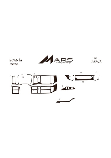 Scania R Konsol-torpido Kaplama 2020- 12 Parça-koyu Meşe Seçenekler
