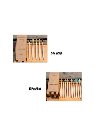 Wezone Doğal Bambu Saplı Yumuşak Kıllı Çevre Dostu Diş Fırçası - 10'lu Paket