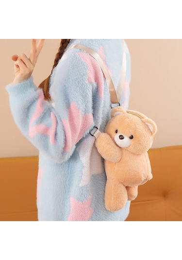 Homyl Ayarlanabilir Askı Seyahat Sırt Çantası Ile Peluş Ayı Açık Kahverengi