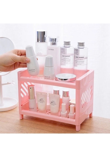 Wholesale11 1 Adet Pp Masaüstü Çift Katmanlı Depolama Rafı Pembe