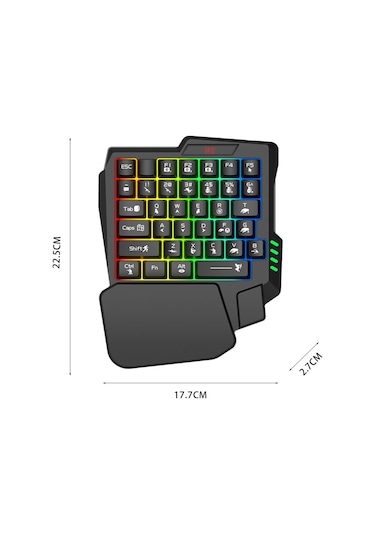 Ximistore9 M1 Pro Taşınabilir Bluetooth 5.0 Oyun Klavyesi Ve Adaptör, Android/ios Uyumlu, Tek Elle Kullanım, Telefon Tutucu İçerir Siyah