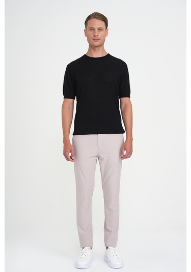 Comfort Fit Bisiklet Yaka Kısa Kol Spor Siyah Triko Tr 881 Siyah