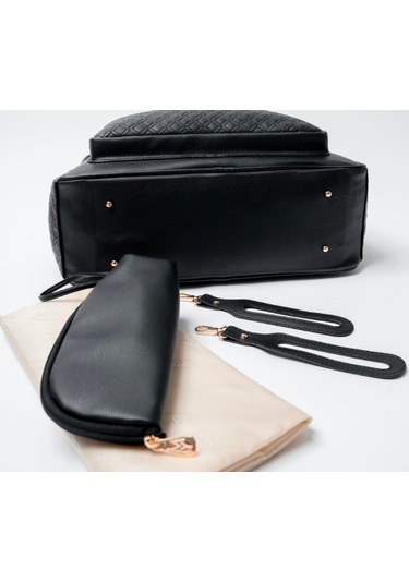 M&y Collection Zelina Deri Bebek Bakım Çantası Siyah-12605 Siyah