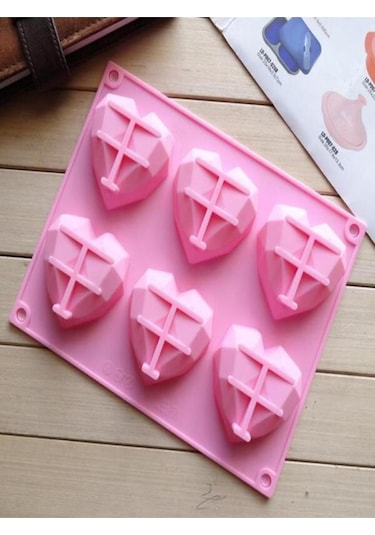 Kek Kalıbı Pinyata Kristal Kalp Şekilli Silikon Çikolata, Sabun, Pasta Kalıbı 8 Bölmeli Goldcakes