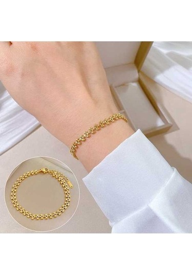 Dancemonkey Titanium Steel Hip Hop Bracelet Gold Fashion Simple Bracelet-gsl51, Unisex Altın