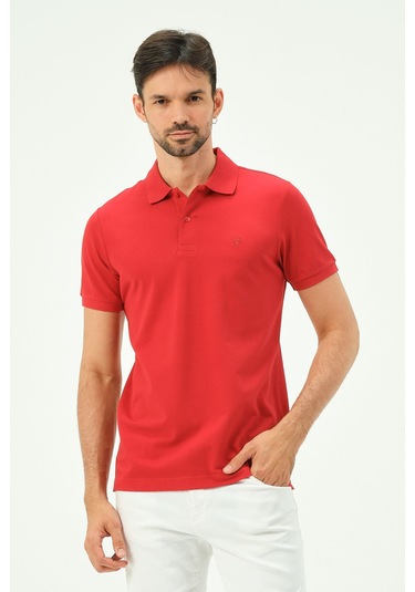 Classıc Pamuk Regular Comfort Erkek Polo Yaka Tişört Kırmızı