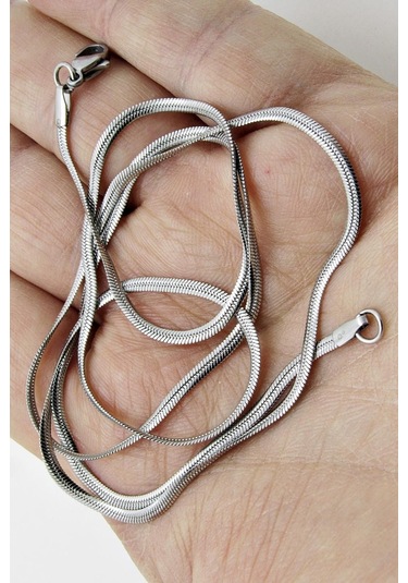 Yassı Model Snake Yılan Kolye Erkek Çelik Kolye Zincir Eck03 (374690265) Beyaz