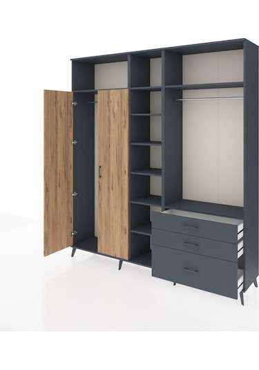 Hyperion Dolap 9 Raflı 3 Çekmeceli 2 Askılı 220x44x243 Antrasit-çam/antrasit Atlas Çam/antrasıt Hyperion Dolap 9 Raflı 3 Çekmeceli 2 Askılı 220x44x243 Antrasit-çam/antrasit Atlas Çam/antrasıt