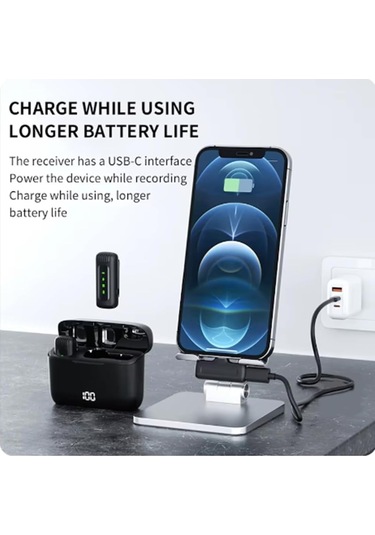 Nsssunnre Kablosuz Yaka Mikrofonu Taşınabilir Gürültü Azaltma