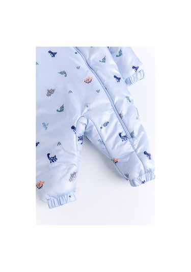 Kapüşonlu Peluş Astarlı Kışlık Kız-erkek Bebek Astronot-kozmonot Tulum Mavi