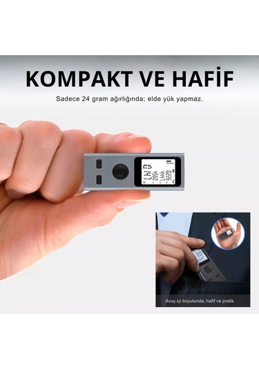 Shopytech Mini Usb Şarjlı Lazer Metre 50 M Dijital Mesafe Ölçer Alan/hacim Hesabı Pisagor Sürekli Öl 1 Adet
