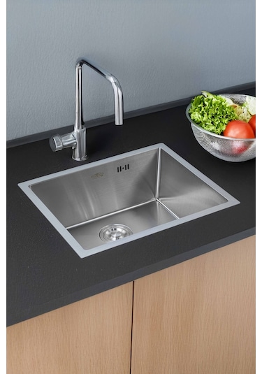 Dysnox Luna Serisi %100 Krom 60 x 45 CM Paslanmaz Mutfak Eviye Sifon Dahil Gümüş