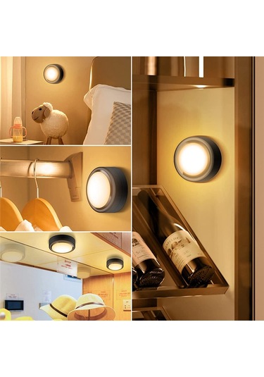 Xurunkeji Uzaktan Kumandalı Puck Işıkları, 16 Renk Rgb Led Dolap Altı Işıkları Kablosuz, Pil İle Çalışan Puck Işıkları Dolap, Yatak Odası İçin Siyah