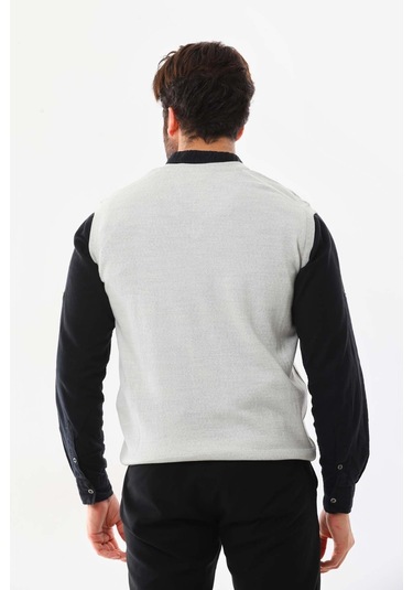 Günay Erkek V Yaka Yün Süveter 1000 Açık Gri