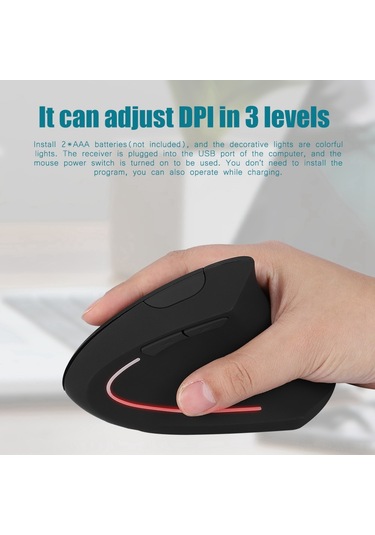 Ximistore9 Sol El İçin Ergonomik Dikey Kablosuz Fare - 3 Seviye Dpı Ayarı, 6 Programlanabilir Tuş, Enerji Tasarrufu Özelliği Siyah, Pil Yok