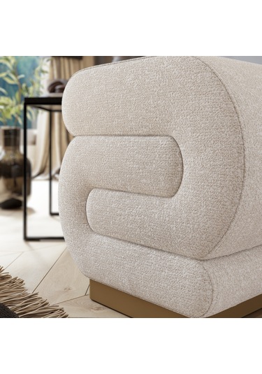 Sally S Puf, Oturma Odası, Antre Puf, Krem, Gold Metal Ayak KREM