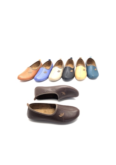 Deritarz Hakiki Deri Hac Umre Tavaf Patiği Ve Ev Ayakkabısı Kahve Kahverengi