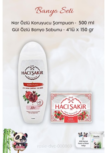 Hacı Şakir Nar 2si 1 Arada Şampuan 500 Ml, Gül Kokulu Banyo Sabunu 4 X 150 Gr Ve Rosıe
