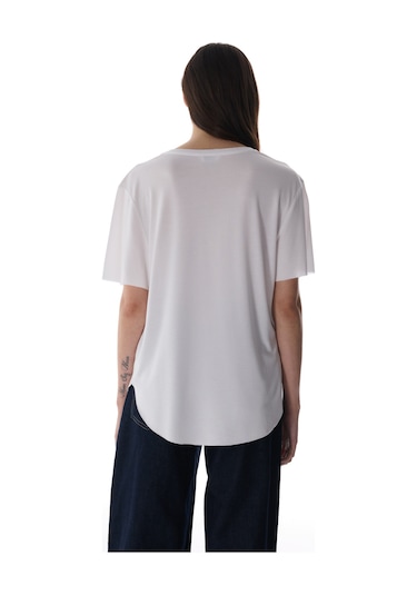 Penti Beyaz Bisiklet Yaka Oversize Modal T-Shirt