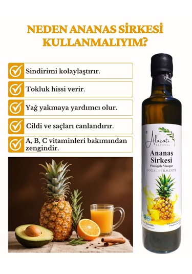 Ananas Sirkesi Doğal Fermantasyon 500 Ml X2 Adet