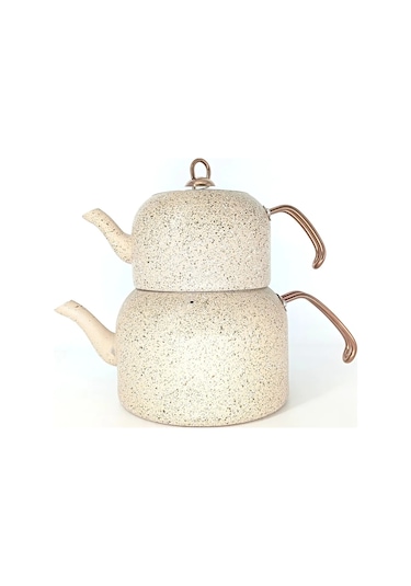 8250 Andıamo - Xl Boy - 4 Parça - Bio Granit, Sağlıklı Pfoa, Ptfe Free Çaydanlık Seti Kum Beji Bej