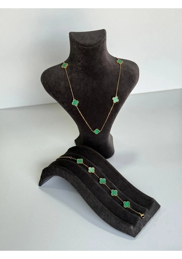 T-blk-01 Gold İçi Yeşil Gonca Bileklik Yeşil