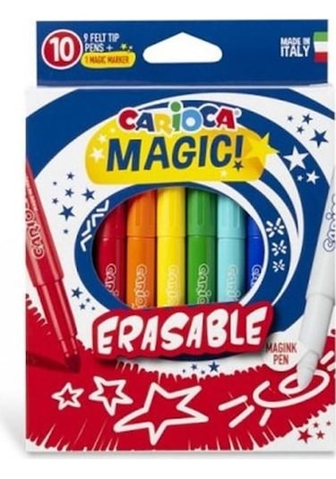 Carioca Silinebilen Sihirli Keçeli Boya Kalemi (9 Renk + 1 Düzeltici Beyaz Kalem)