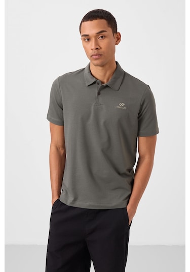 Tommy Life Çağla Basic Logolu Standart Kalıp Triko Polo Yaka Erkek T-shirt - 87748 Çağla