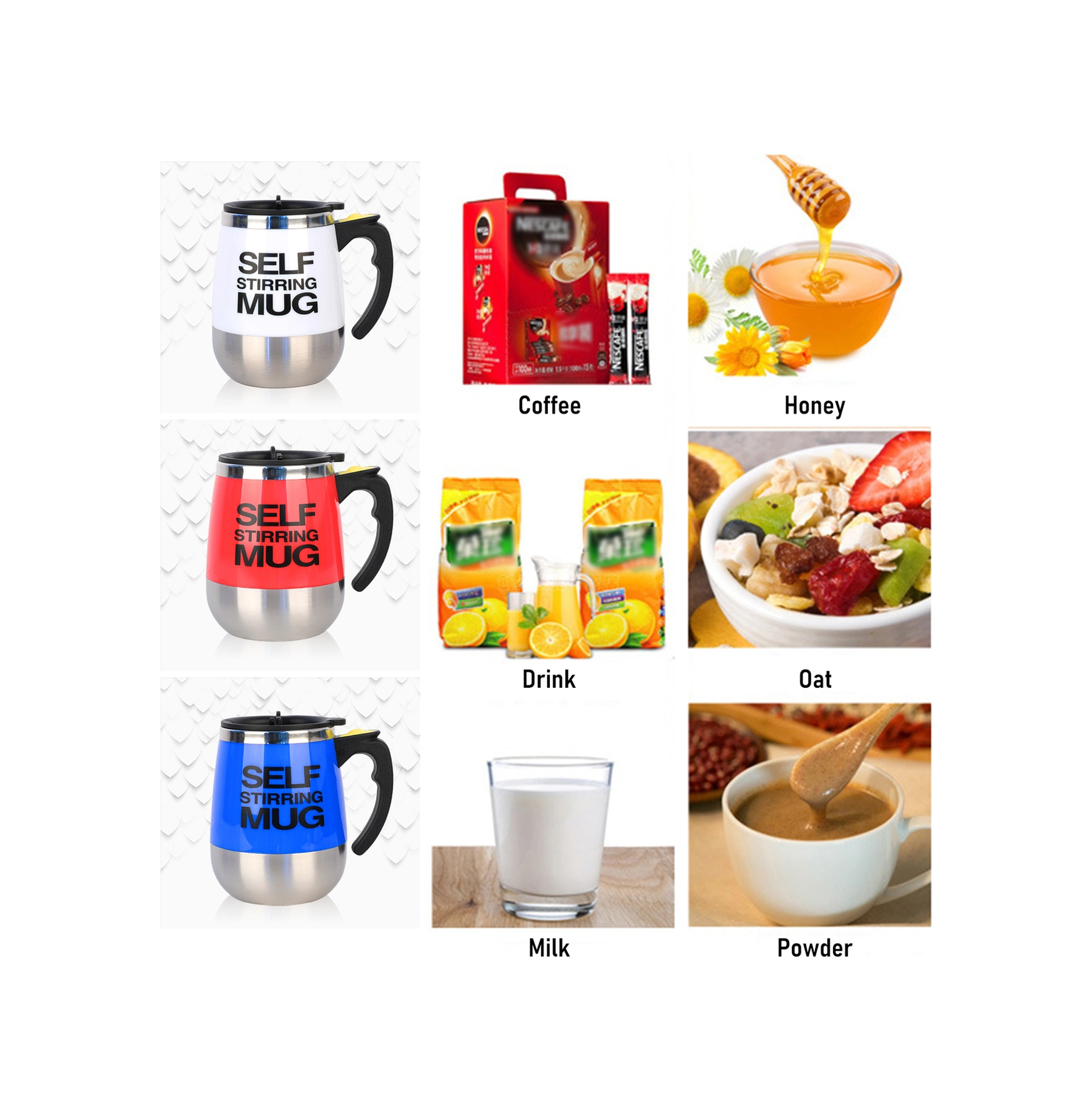 Youtek 400ml Otomatik Kahve Karıştırıcı Bardak, Elektrikli Çift Katlı Kapaklı, Isıya Dayanıklı, Kahve-süt-protein Tozu Karıştırır Beyaz